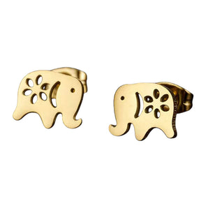 Stainless Steel Elephant Stud Earrings