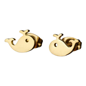 Stainless Steel Whale Stud Earrings