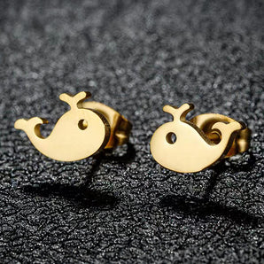 Stainless Steel Whale Stud Earrings