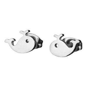 Stainless Steel Whale Stud Earrings