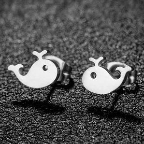Stainless Steel Whale Stud Earrings