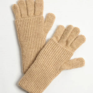 Chunky Rib Gloves in Camel