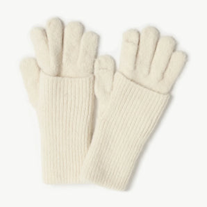 Chunky Rib Gloves in Natural White