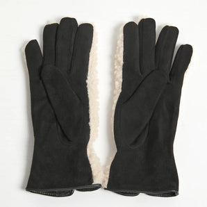 Sherpa Bow Gloves in Ivory/Black