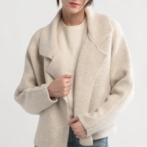 Flap Collar Cardigan in Beige