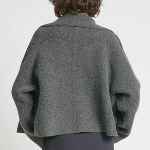 Flap Collar Cardigan in Charcoal