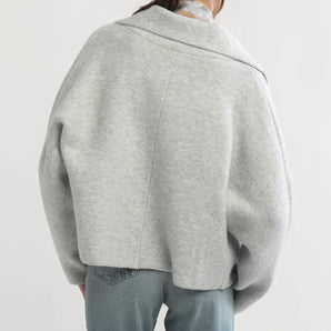 Flap Collar Cardigan in Light Grey