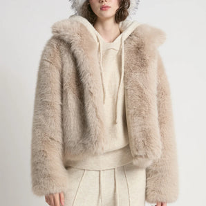 Sacha Fur Jacket in Stone
