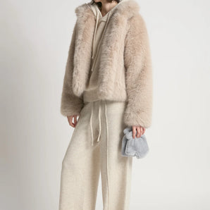 Sacha Fur Jacket in Stone