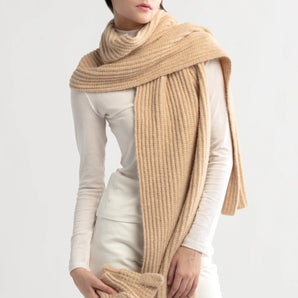 Rib Knit Scarf in Camel
