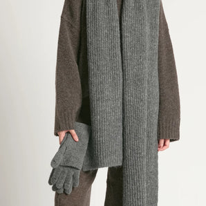 Rib Knit Scarf in Charcoal