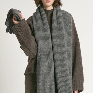 Rib Knit Scarf in Charcoal