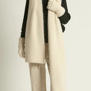 Rib Knit Scarf in Natural White