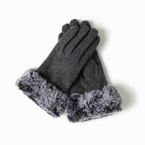 Faux Fur Gloves in Charcoal