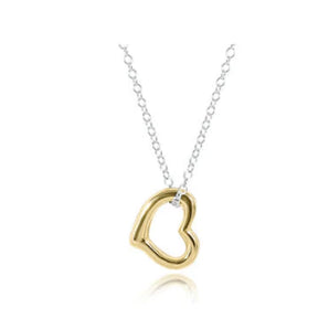 16" Necklace Love Gold Charm in Mixed Metal