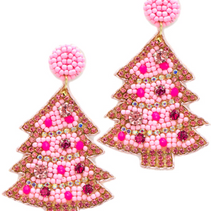 Tree Seed Bead Earring in Pink