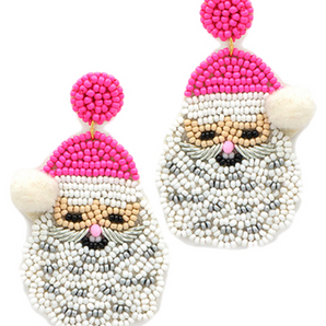 Santa Seed Bead Earring in Pink