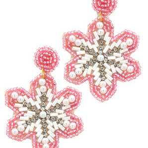 Snowflake Seed Bead Earring in Pink