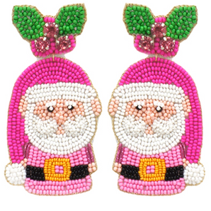 Santa Seed Bead Earring in Pink