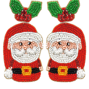 Santa Seed Bead Earring in Red