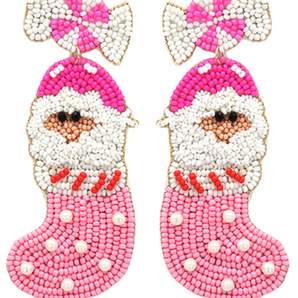Santa Sock Seed Beaded Earring