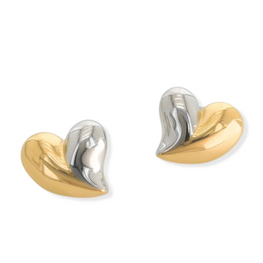 Water Resistant Mixed Metal Heart Stud