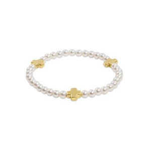 Cross Pearl 4mm Bead Bracelet