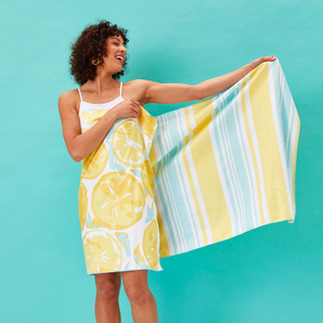 Reversible Beach Towel in Lemon Slices