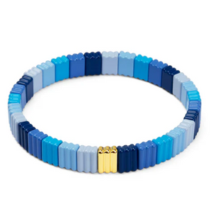 Ribbed Enamel Bracelet - Blue