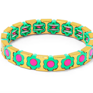 Flower Enamel Bracelet - Lime