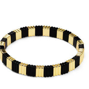 Ribbed Enamel Bracelet - Black