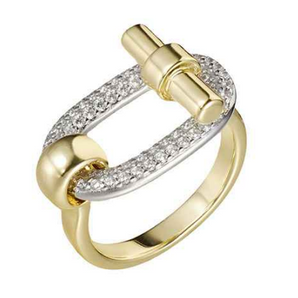 Two Tone Cz Ring - 8