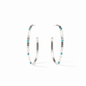 Crescent Stone Hoop in Large/Turquoise/Silver