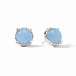 Honey Stud in Chalcedony Blue/Silver in Silver