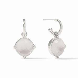 Honeybee Hoop & Charm Earring in Clear Crystal in Silver