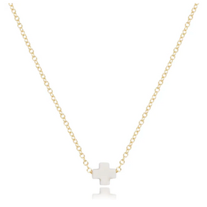 16" Small Cross Necklace in Off White