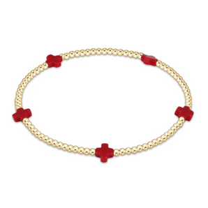 2mm Cross Bracelet in Red