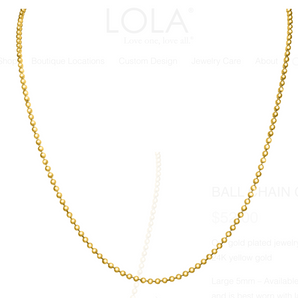 2mm Ball Chain 16" Gold