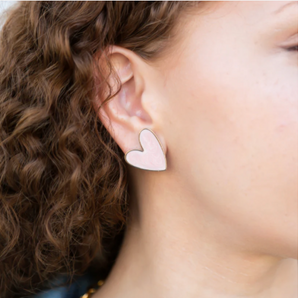WR Heart Earrings in Pink