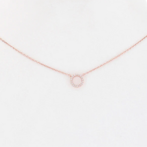 Mini Pave Circle Necklace in Rose Gold