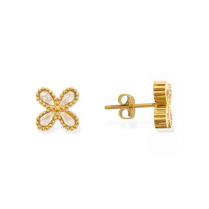 Water Resistant Crystal Flower Earring