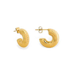 Water Resistant Textured Hoop Earring