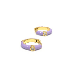 Zoe Enamel Single Huggie Violet