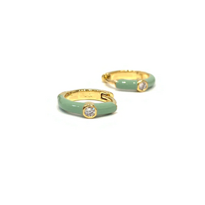 Zoe Enamel Single Huggie Smoke Green