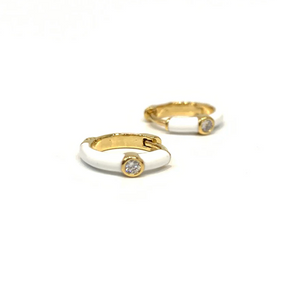Zoe Enamel Single Huggie White