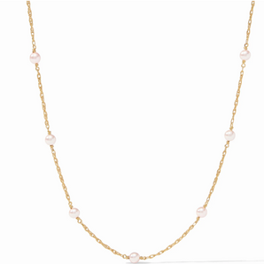 The Pink Delicate Station Necklace in Pink Pearl