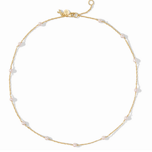 The Pink Delicate Station Necklace in Pink Pearl