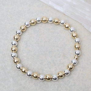 6mm Plain Beaded Bracelet in Mixed Metal