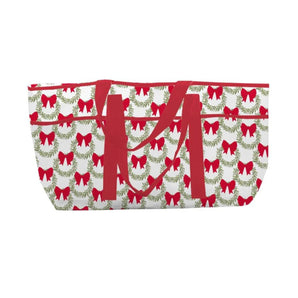 Utility Tote in Red Wreath