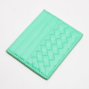 Faux Leather Weave Card Holder in Turquoise